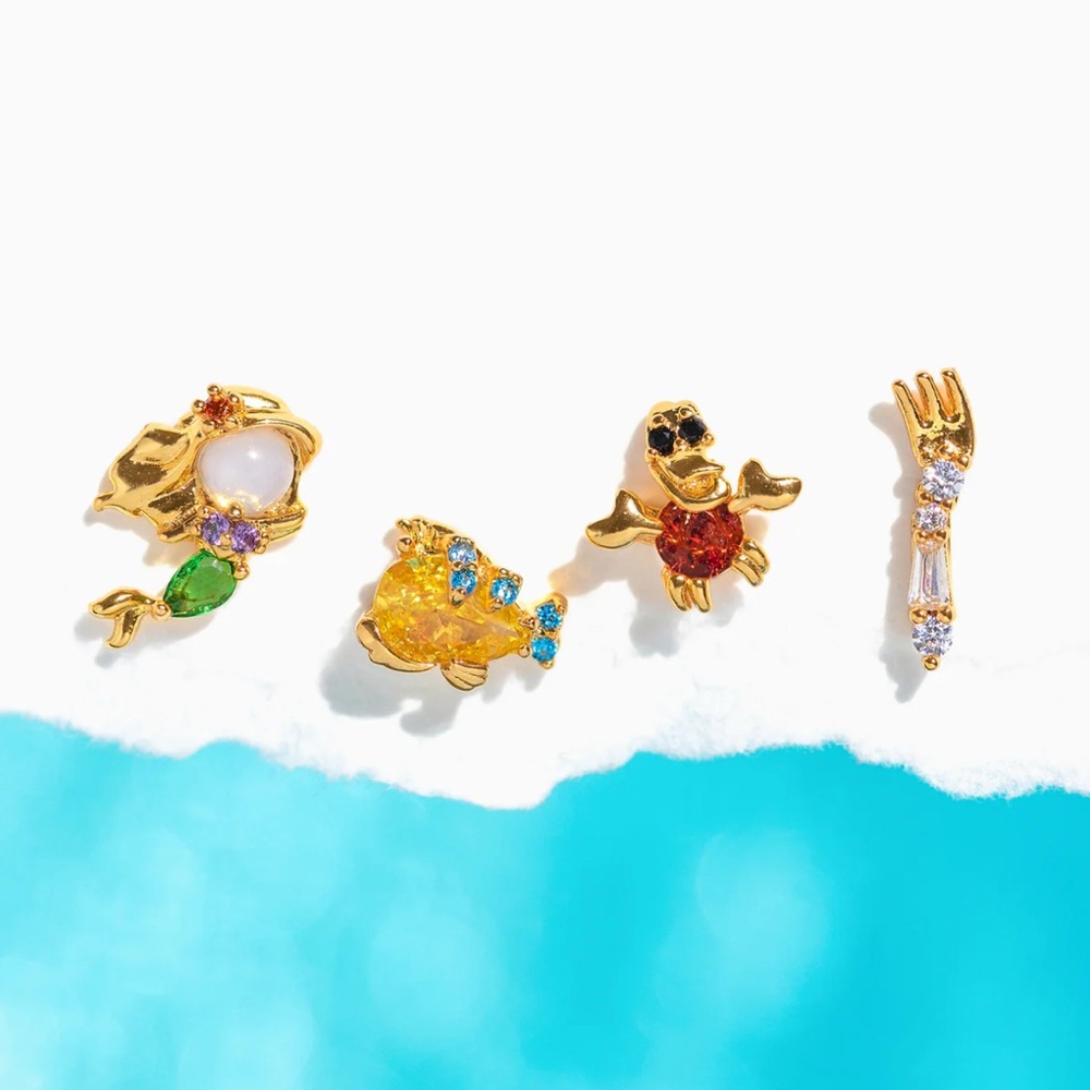 Disney Princess Little Mermaid Ariel Gold Earring Set